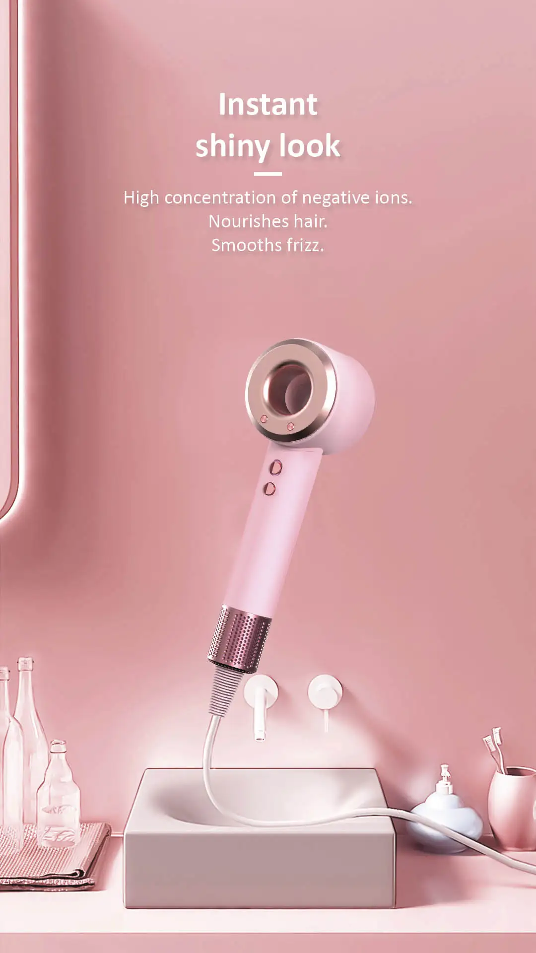 Instantly shiny with the Daiwall G5 1400W hair dryer with ionization.